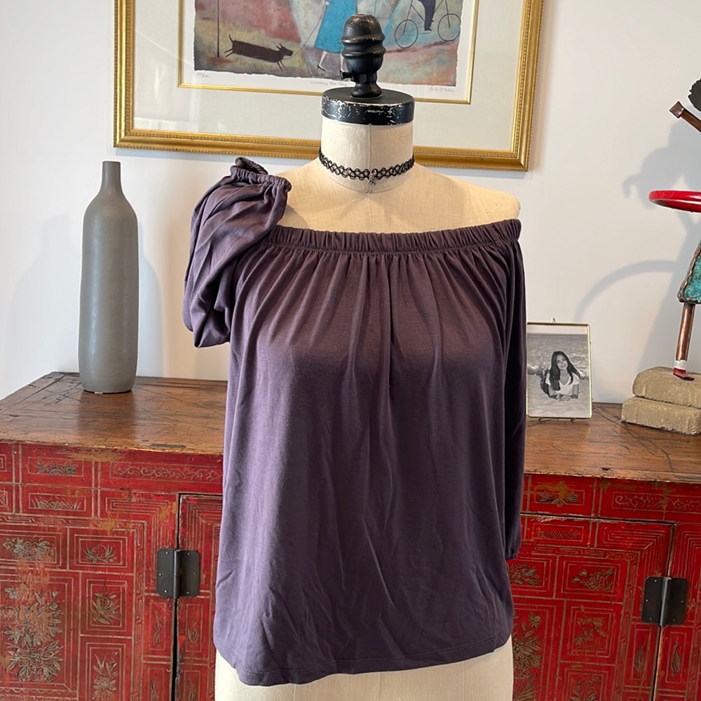 Off shoulder gray blue t top S Small